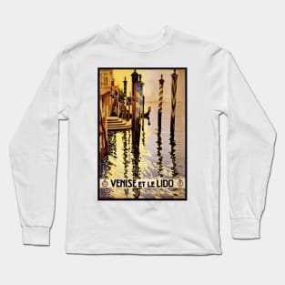 Venice and the Lido, Italy - Vintage French Travel Poster Design Long Sleeve T-Shirt